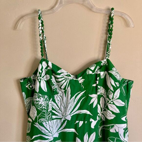 NEW FARM Rio Forest Soul Mix Midi Dress Tropical Green White Tiered Size XL - Picture 9 of 16